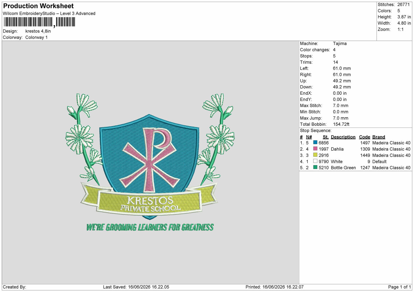 Krestostext Embroidery Machine Design File 6 sizes