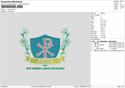 Krestostext Embroidery Machine Design File 6 sizes