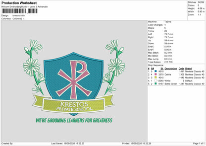 Krestostext Embroidery Machine Design File 6 sizes