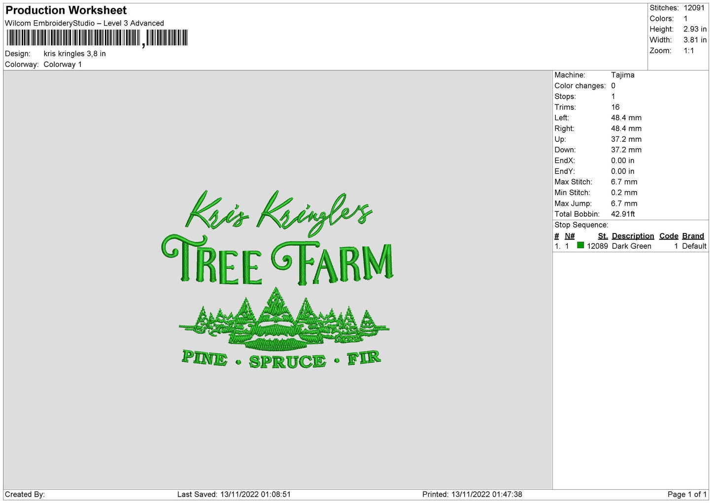Kris Kringles Embroidery File 6 sizes