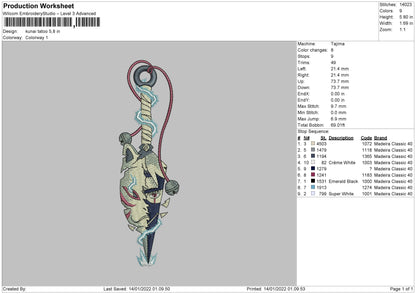 Kunai Tattoo Embroidery File 4 size