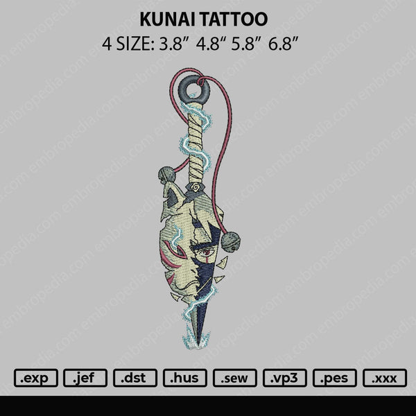 Kunai Tattoo Embroidery File 4 size