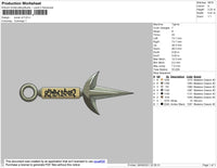 Kunai V2 Embroidery File 4 size