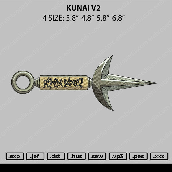 Kunai V2 Embroidery File 4 size