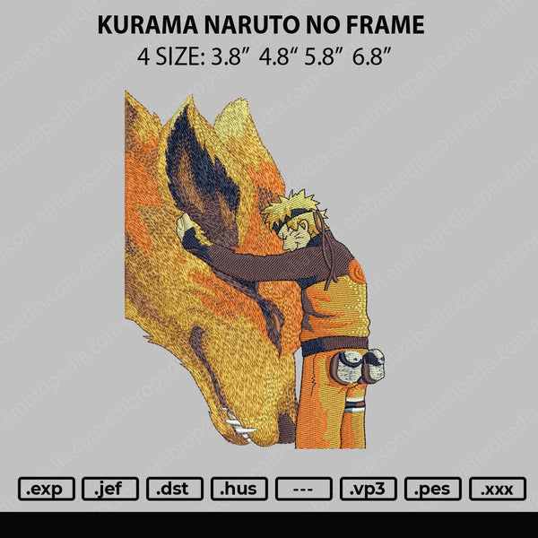 Kurama Naruto Embroidery File 4 size