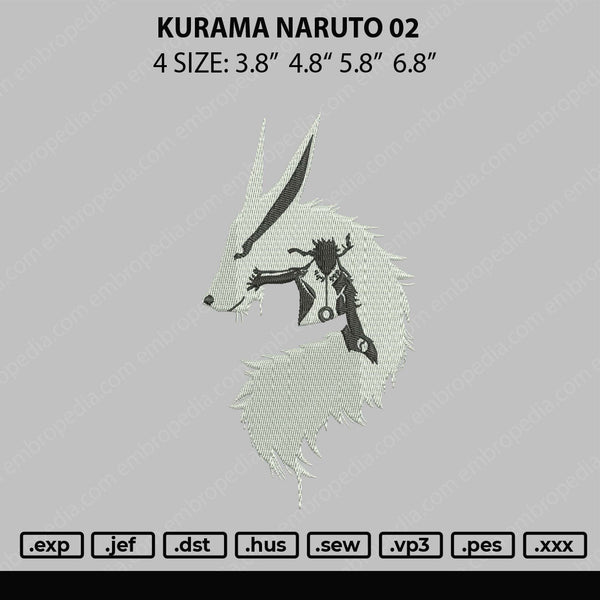 Kurama Naruto 02 Embroidery File 4 size