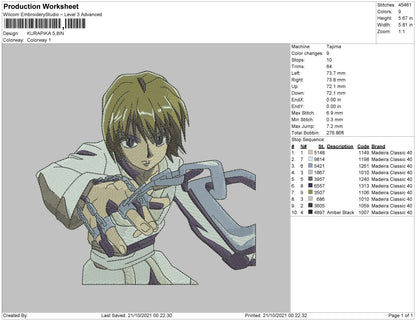 Kurapika Embroidery File 4 size