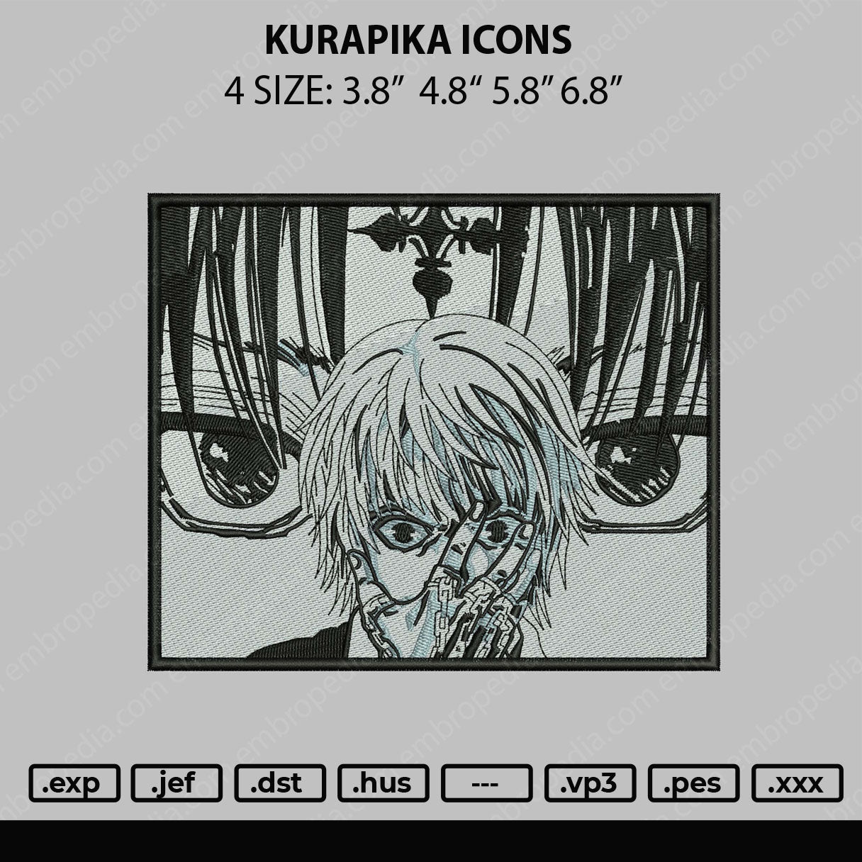 Kurapika Icons Embroidery File 4 size
