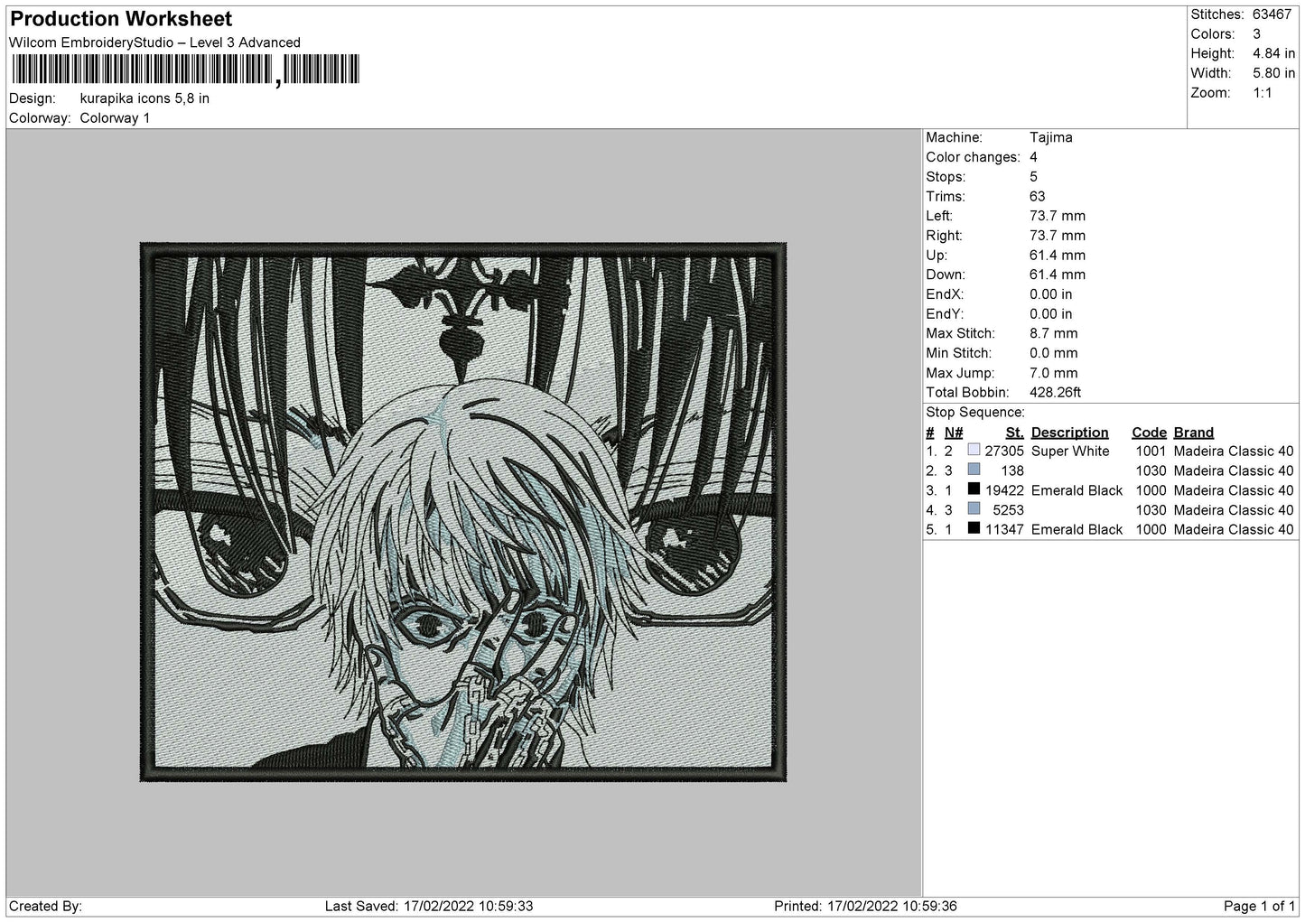 Kurapika Icons Embroidery File 4 size