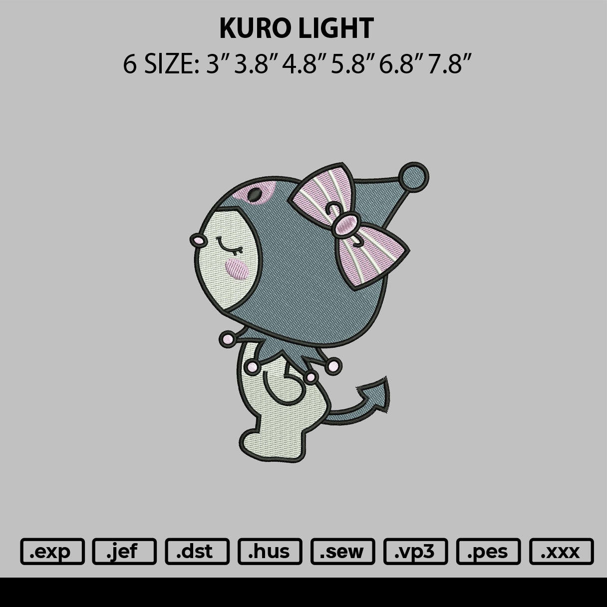Kuro Light Embroidery File 6 sizes