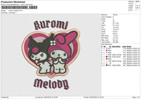 Kuromi Melody Embroidery File 4 size