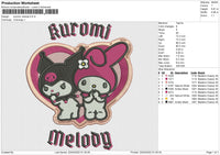 Kuromi Melody Embroidery File 4 size