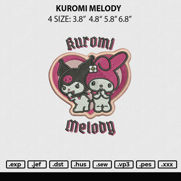 Kuromi Melody Embroidery File 4 size