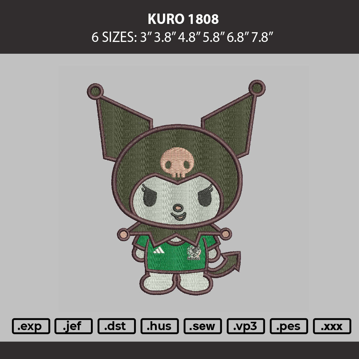 Kuro 1808 Embroidery Machine Design File 6 sizes