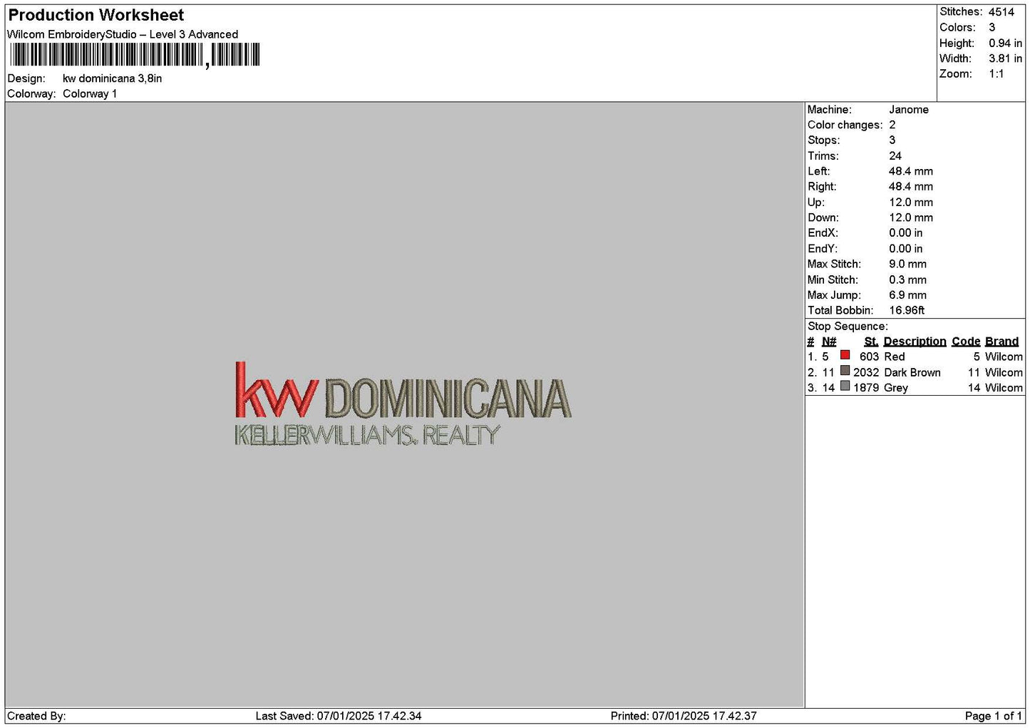 Dominicatext Embroidery File 6 sizes