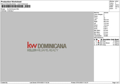 Dominicatext Embroidery File 6 sizes