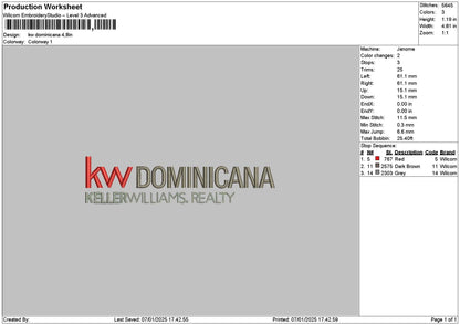 Dominicatext Embroidery File 6 sizes