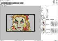 Kyojuro Rengoku Rectangle Embroidery File 4 size