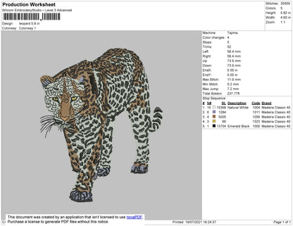 Leopard Embroidery File 4 size