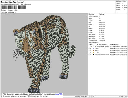 Leopard Embroidery File 4 size