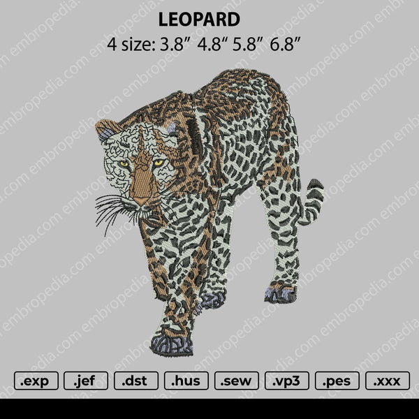 Leopard Embroidery File 4 size