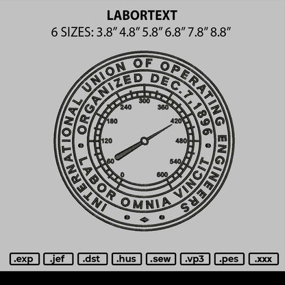 Labortext Embroidery File 6 sizes
