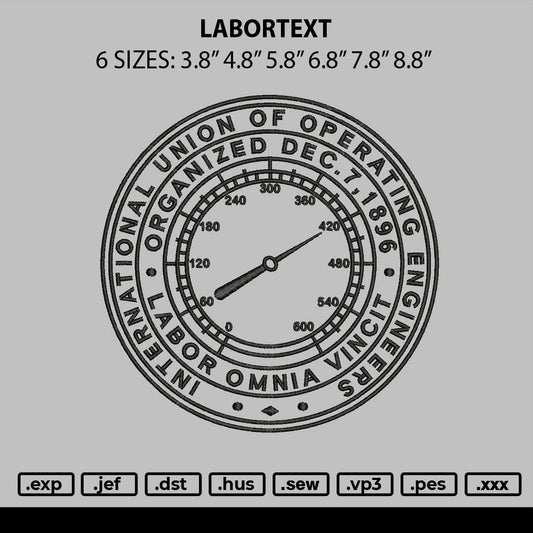 Labortext Embroidery File 6 sizes