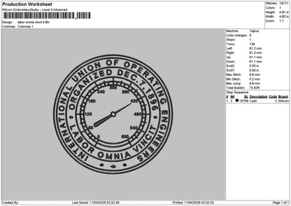 Labortext Embroidery File 6 sizes