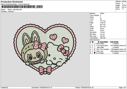 Labu Kitty Embroidery File 6 sizes