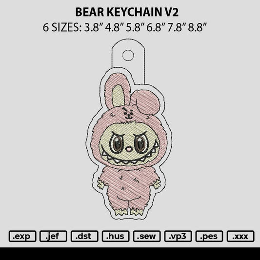 Bear Keychain V2 Embroidery File 6 sizes