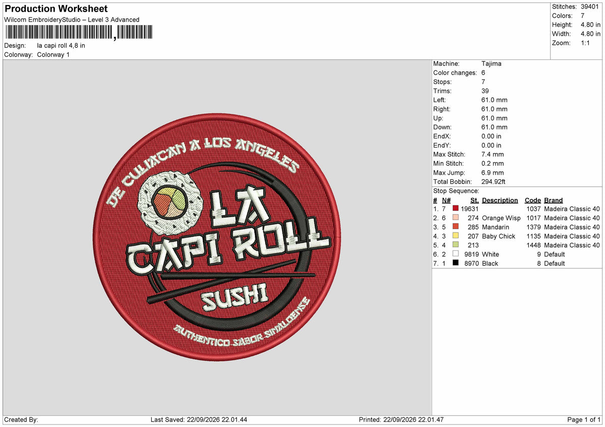 Capi Text Embroidery Machine Design File 6 sizes