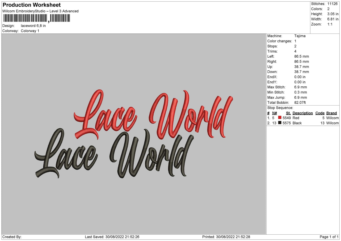 Laceword 02 Embroidery File 5 sizes