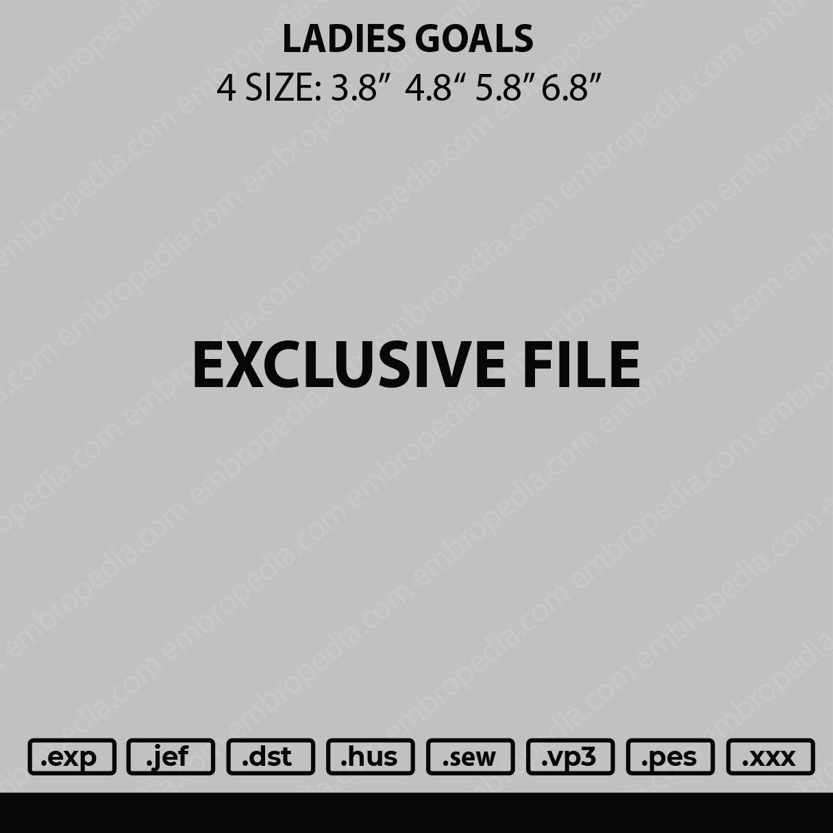 Ladies Goals Embroidery File 4 size