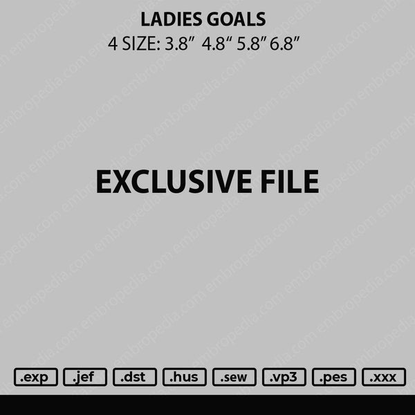 Ladies Goals Embroidery File 4 size