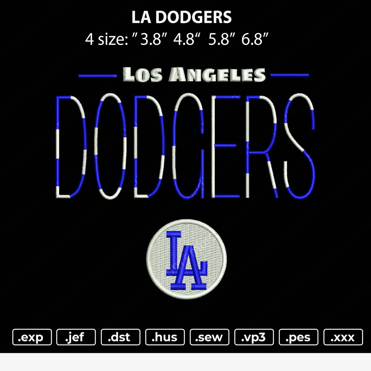 LA Dodgers Embroidery File 4 size