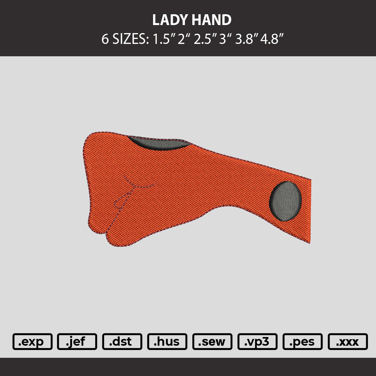 Lady Hand Embroidery Machine Design File 6 sizes