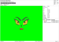 Ladygrinch Face Embroidery File 6 sizes