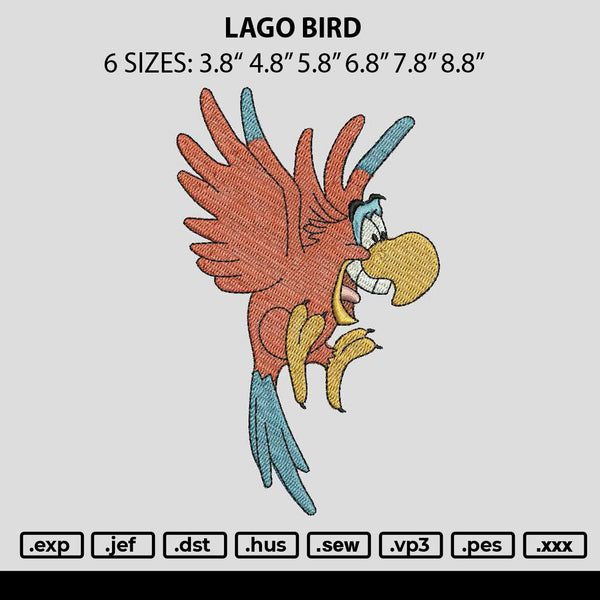 Lago Bird Embroidery File 6 sizes