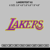 Lakerstext 02 Embroidery File 6 sizes