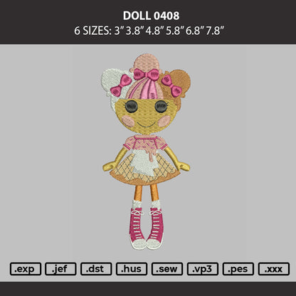 Doll 0408 Embroidery Machine Design File 6 sizes
