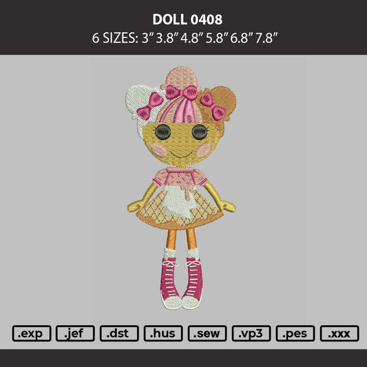 Doll 0408 Embroidery Machine Design File 6 sizes