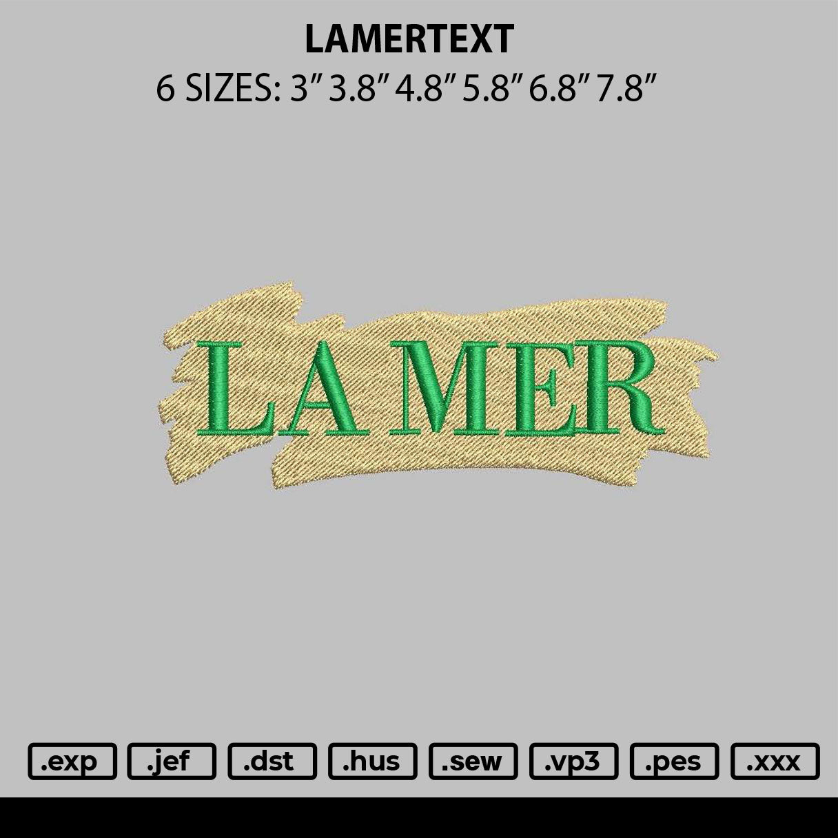 Lamertext Embroidery File 6 Sizes