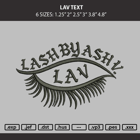 Lav Text Embroidery Machine Design File 6 sizes