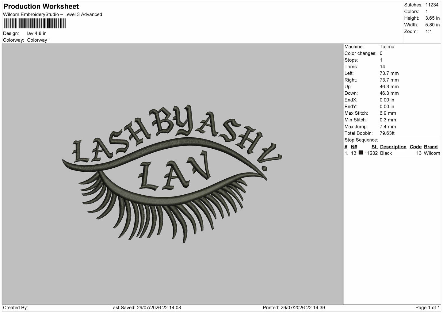 Lav Text Embroidery Machine Design File 6 sizes