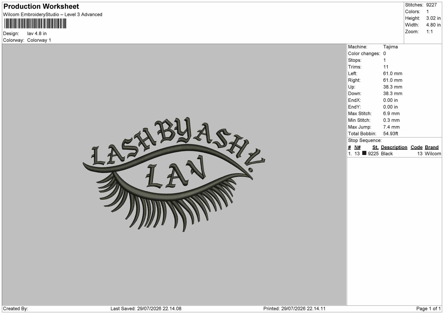 Lav Text Embroidery Machine Design File 6 sizes