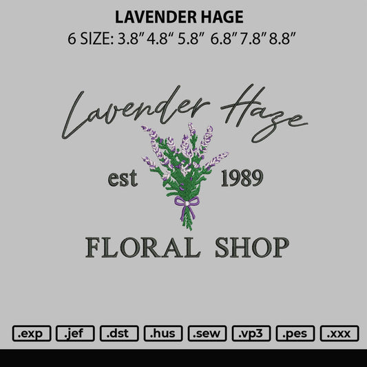 Lavender Hage Embroidery File 6 sizes
