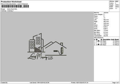 House Outline 1401 Embroidery File 6 sizes