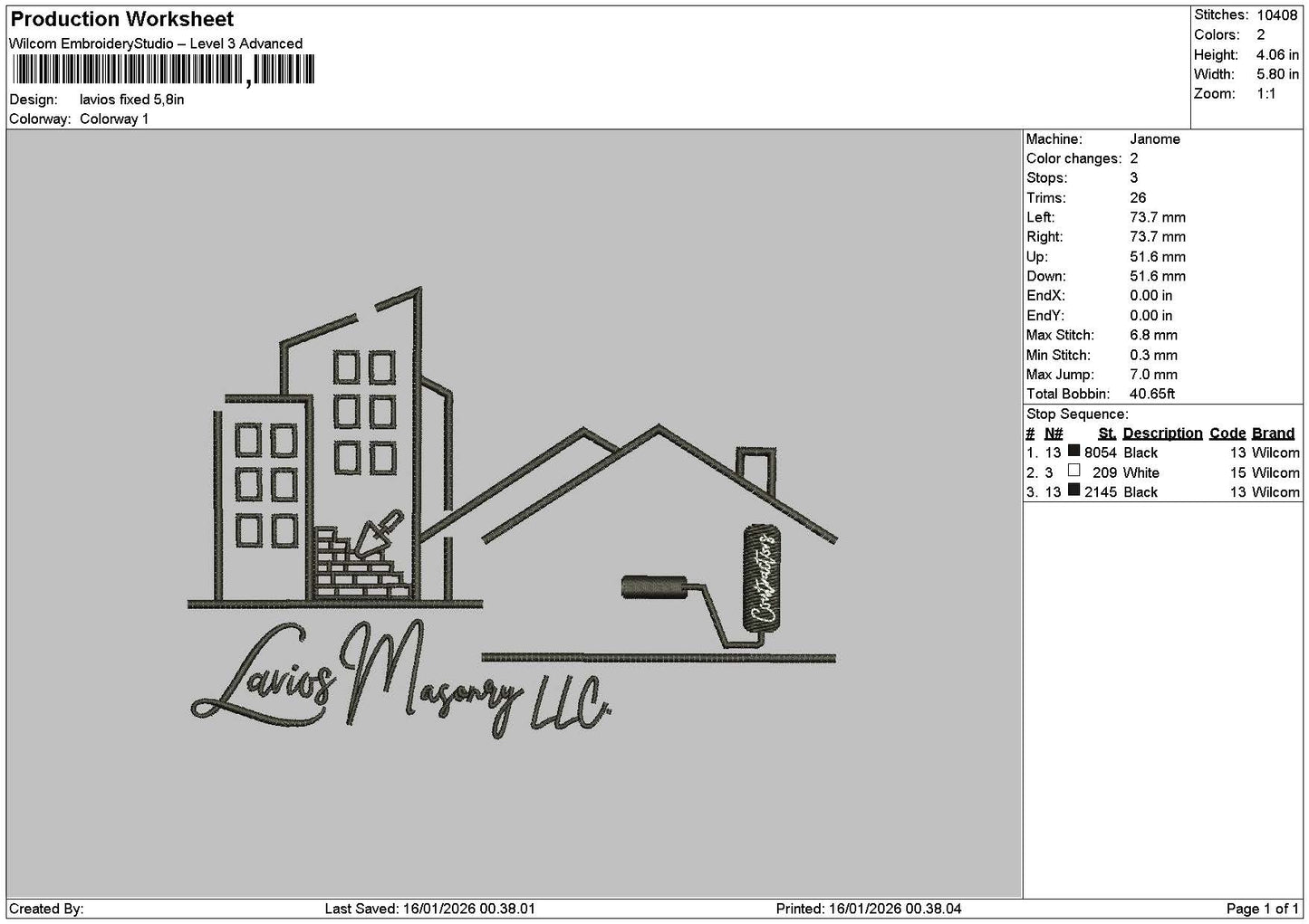 House Outline 1401 Embroidery File 6 sizes