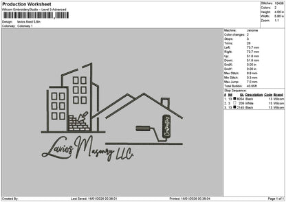 House Outline 1401 Embroidery File 6 sizes