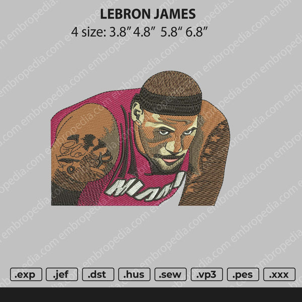 Lebron James Embroidery File 4 size